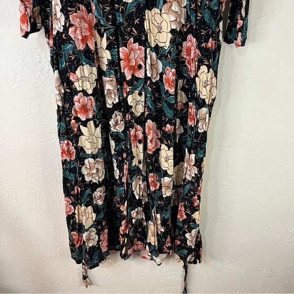 Torrid Floral Midi Challis Shirt Dress in Black - Picture 8 of 15